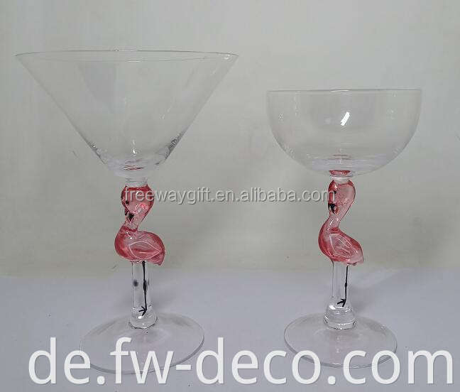 Custom Hand geblasen einzigartige Flamingo Stamm Kristallglas Cocktail Martini -Brille